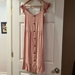 Monteau Blush Button-Front Midi Dress